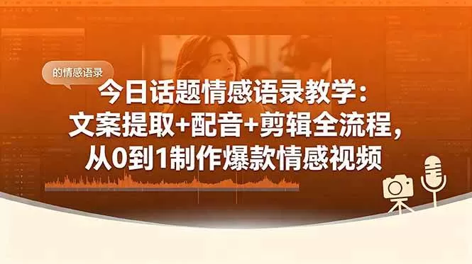 （18719期）今日话题情感语录教学：文案提取+配音+剪辑全流程，从0到1制作爆款情感视频