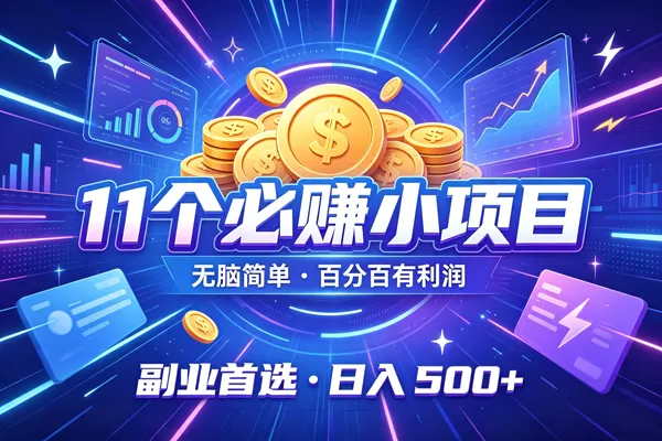 （19867期）11个必赚的小项目，无脑简单，百分百有利润，副业的首选，日入500+