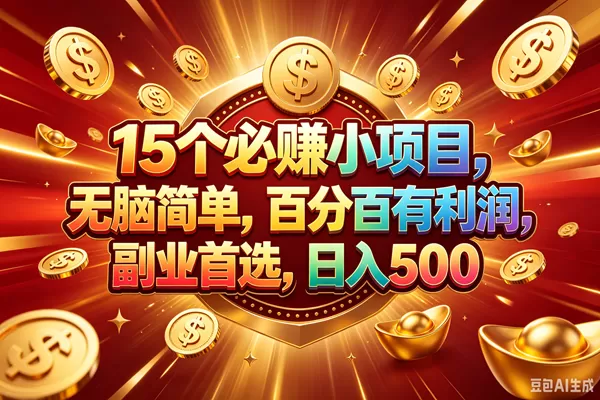 （19143期）15个必赚的小项目，百分百赚元子，无脑简单，副业首选，日入500+