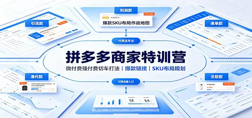 拼多多商家特训营：微付费强付费切车打法，爆款链接，SKU布局规划