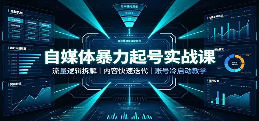 自媒体暴力起号实战课：流量逻辑拆解，内容快速迭代，账号冷启动教学