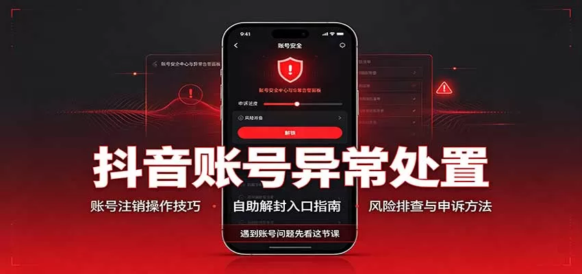 抖音账号异常处置，账号注销操作技巧，自助解封入口