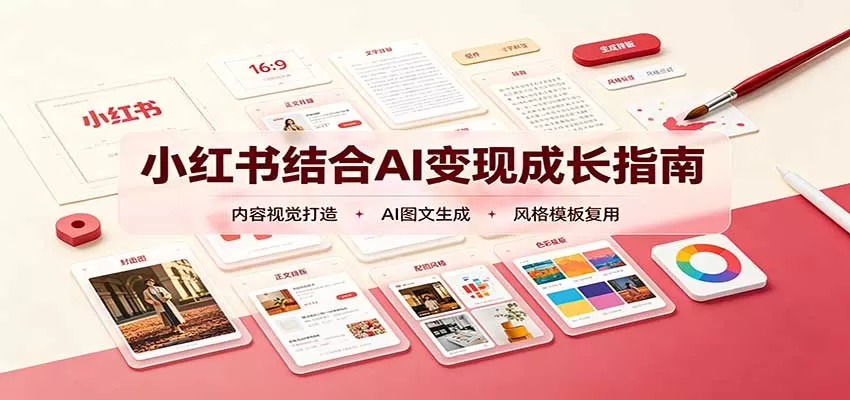 小红书结合AI变现成长指南：账号精准定位，内容视觉打造，搭建可复制流量获客体系