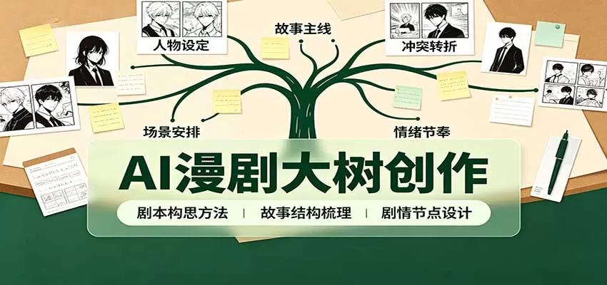 AI漫剧大树创作：剧本构思课程讲解，软件插件配置，配套工具资料完整梳理