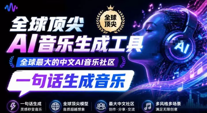 热门爆款AI工具！AI音乐一键生成器，效果逼真，一句话即可创建歌曲音效音乐，小白也可以轻松上手音述