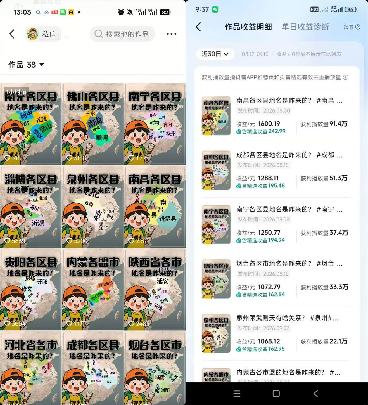抖音3.2W粉博主理史游记AI历史游记短视频教学,热门赛道条条爆赞,单条独家精选收益1k+