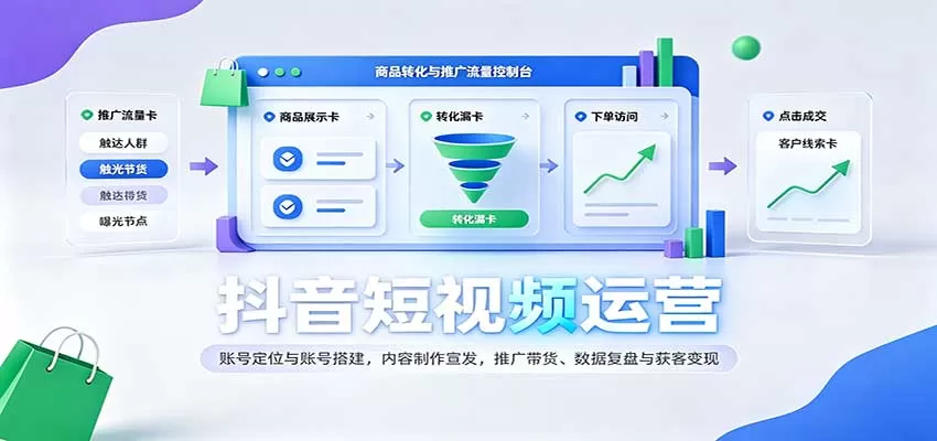抖音短视频运营：账号定位与账号搭建，内容制作宣发，推广带货、数据复盘与获客变现