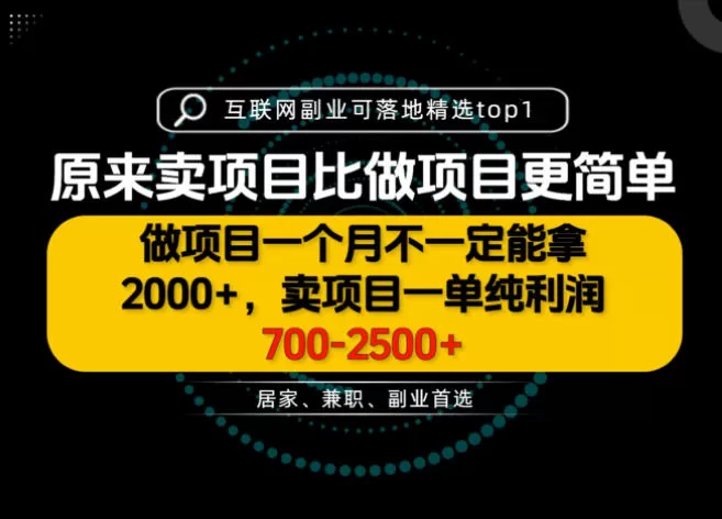 一单利润700-2.5K+，为什么我们要卖项目而不是做项目，我们普通人应该怎样开始？【揭秘】