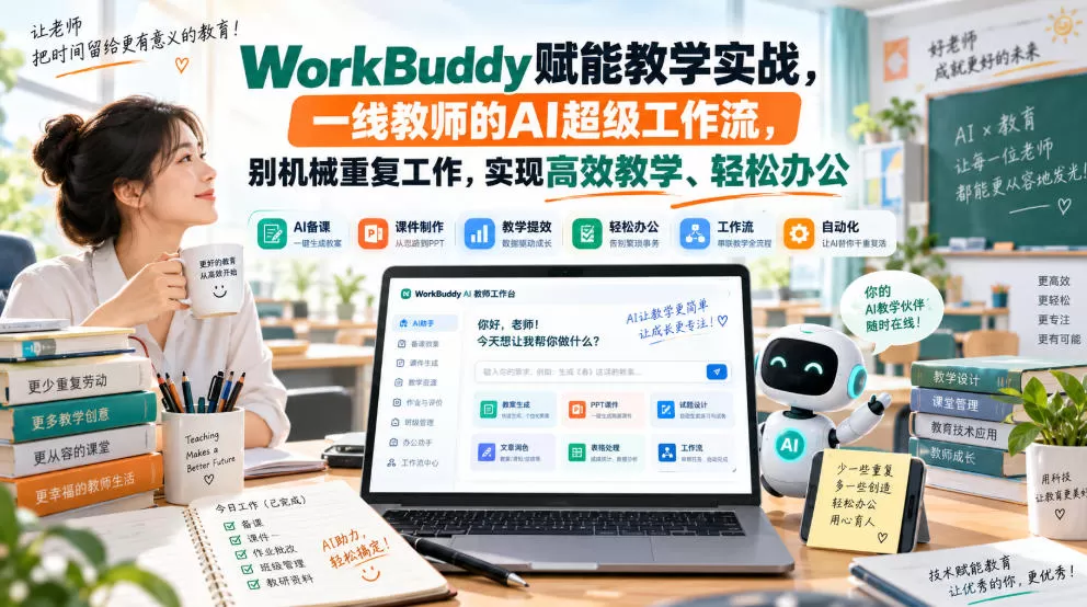 WorkBuddy赋能教学实战，一线教师的AI超级工作流，别机械重复工作，实现高效教学、轻松办公