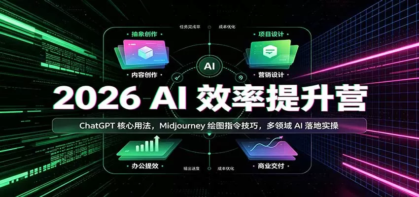 2026 AI效率提升营：ChatGPT核心用法，Midjourney绘图指令技巧，多领域AI落地实操