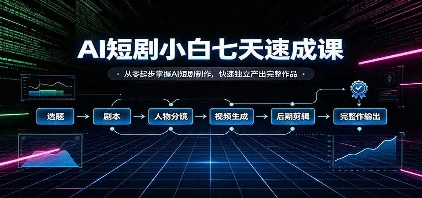 AI短剧小白七天速成课：从零起步掌握AI短剧制作，快速独立产出完整作品
