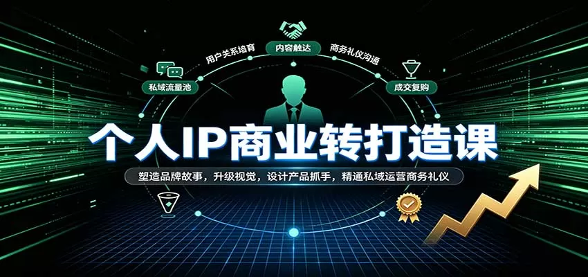 个人IP商业打造课：塑造品牌故事，升级视觉，设计产品抓手，精通私域运营商务礼仪