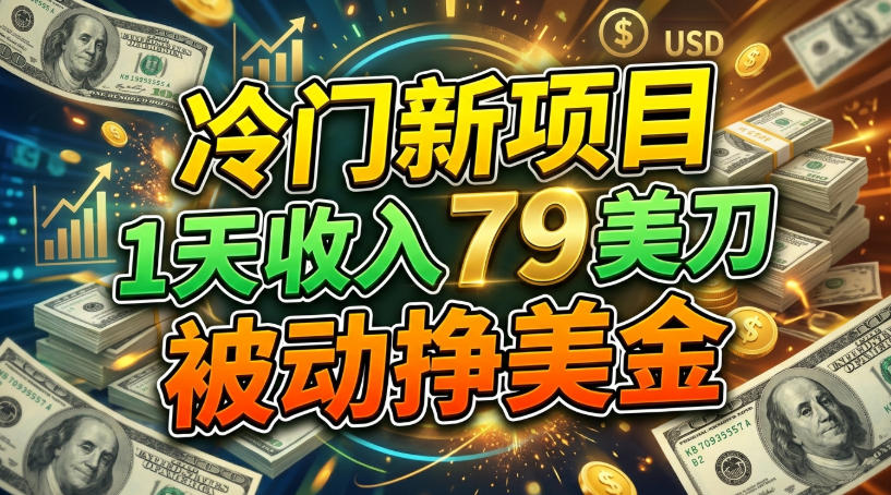 冷门新项目，1天收入79刀，被动挣美刀