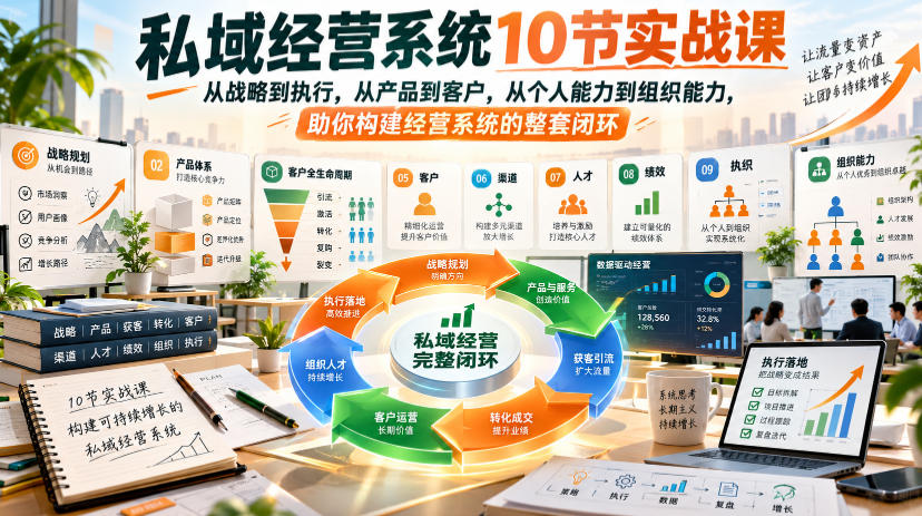 私域经营系统10节实战课，从战略到执行，从产品到客户，从个人能力到组织能力，助你构建经营系统的整套闭环（完整）