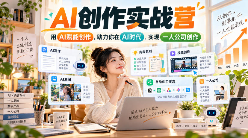 AI创作实战营，用AI赋能创作，助力你在AI时代，实现一人公司创作（更新）