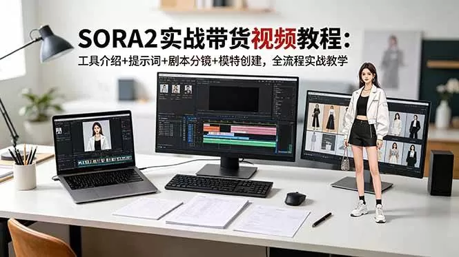 （18718期）SORA2实战带货视频教程：工具介绍+提示词+剧本分镜+模特创建，全流程实战教学